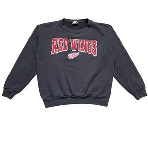 Vintage Detroit Red Wings Crewneck Sweatshirt Black Red